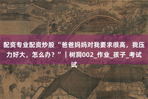 配资专业配资炒股 “爸爸妈妈对我要求很高，我压力好大，怎么办？”｜树洞002_作业_孩子_考试