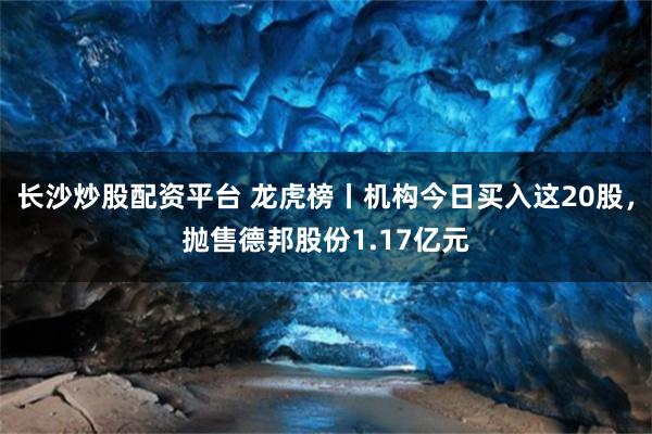 长沙炒股配资平台 龙虎榜丨机构今日买入这20股，抛售德邦股份1.17亿元